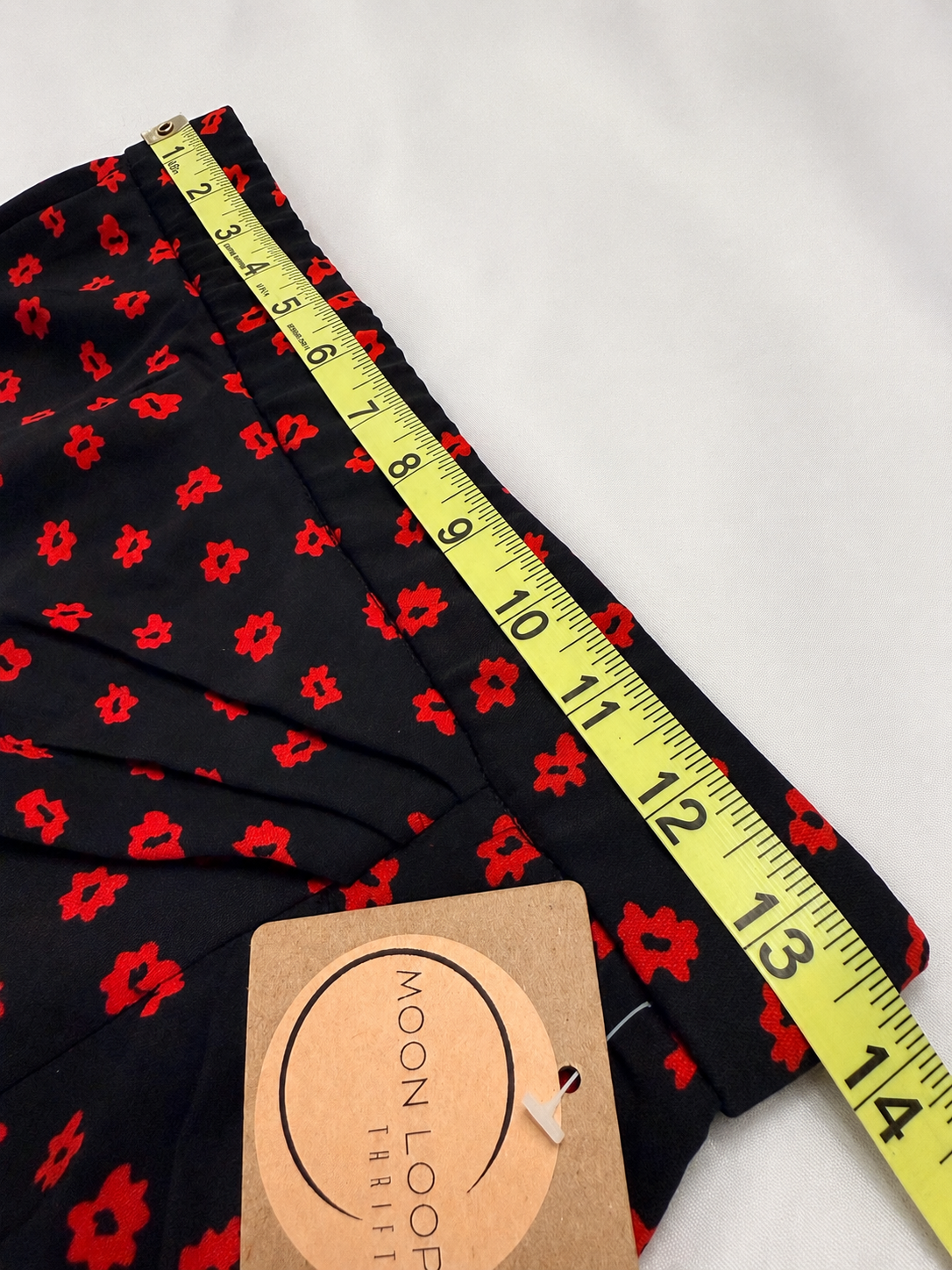 Princess Polly Jodie Black Red Floral Faux Wrap Maxi Skirt with Front Slit - Size 6