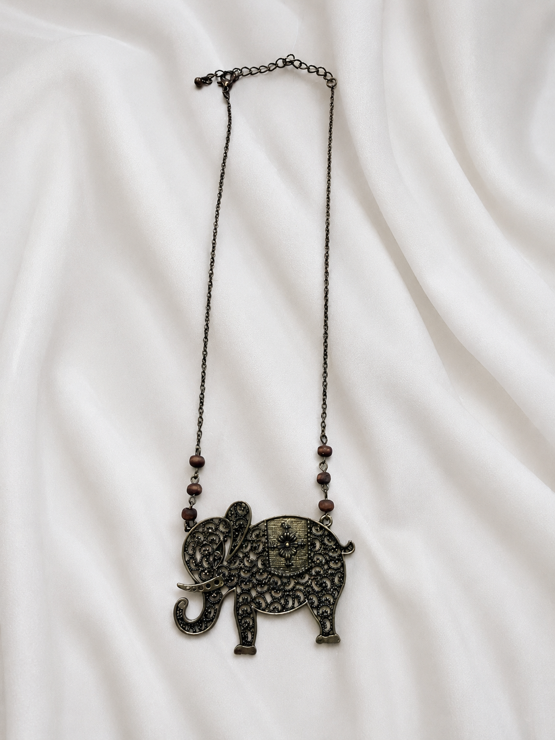 Vintage Elephant Pendant Necklace – Filigree Statement Jewelry