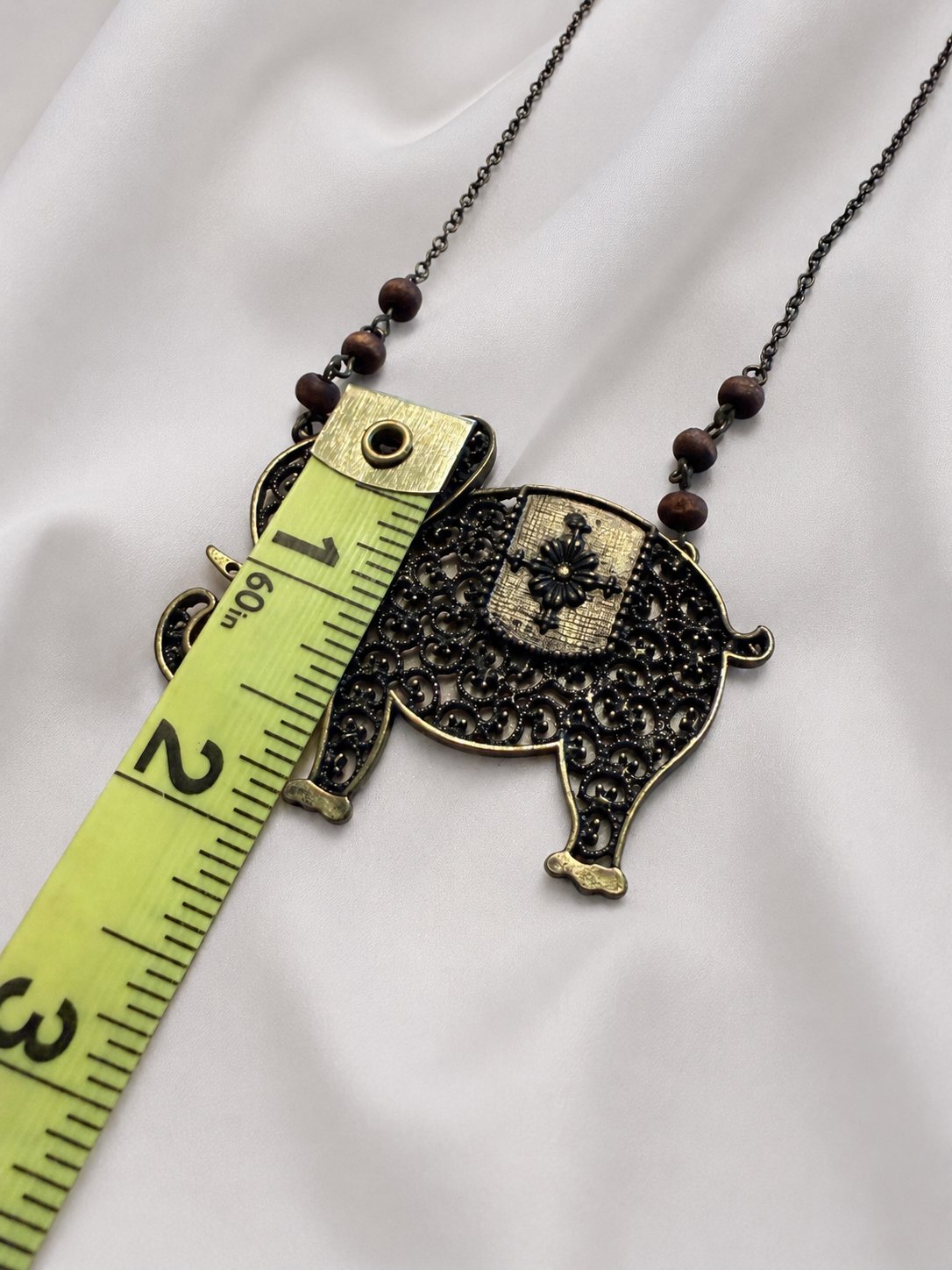 Vintage Elephant Pendant Necklace – Filigree Statement Jewelry