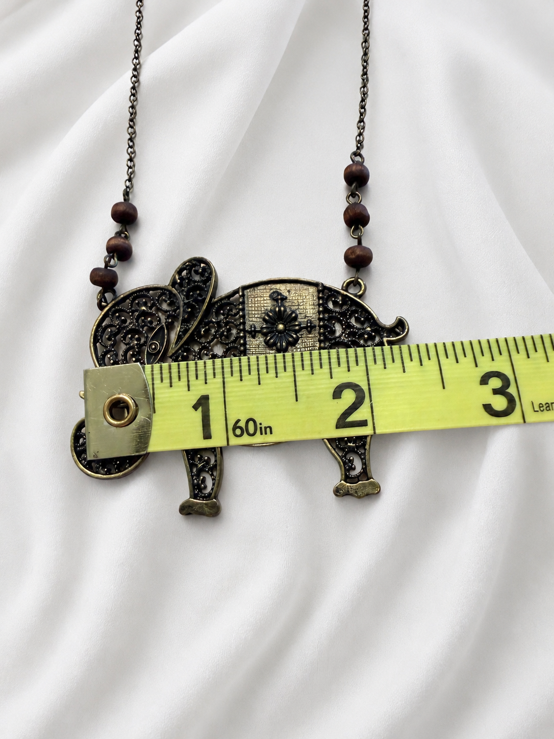Vintage Elephant Pendant Necklace – Filigree Statement Jewelry