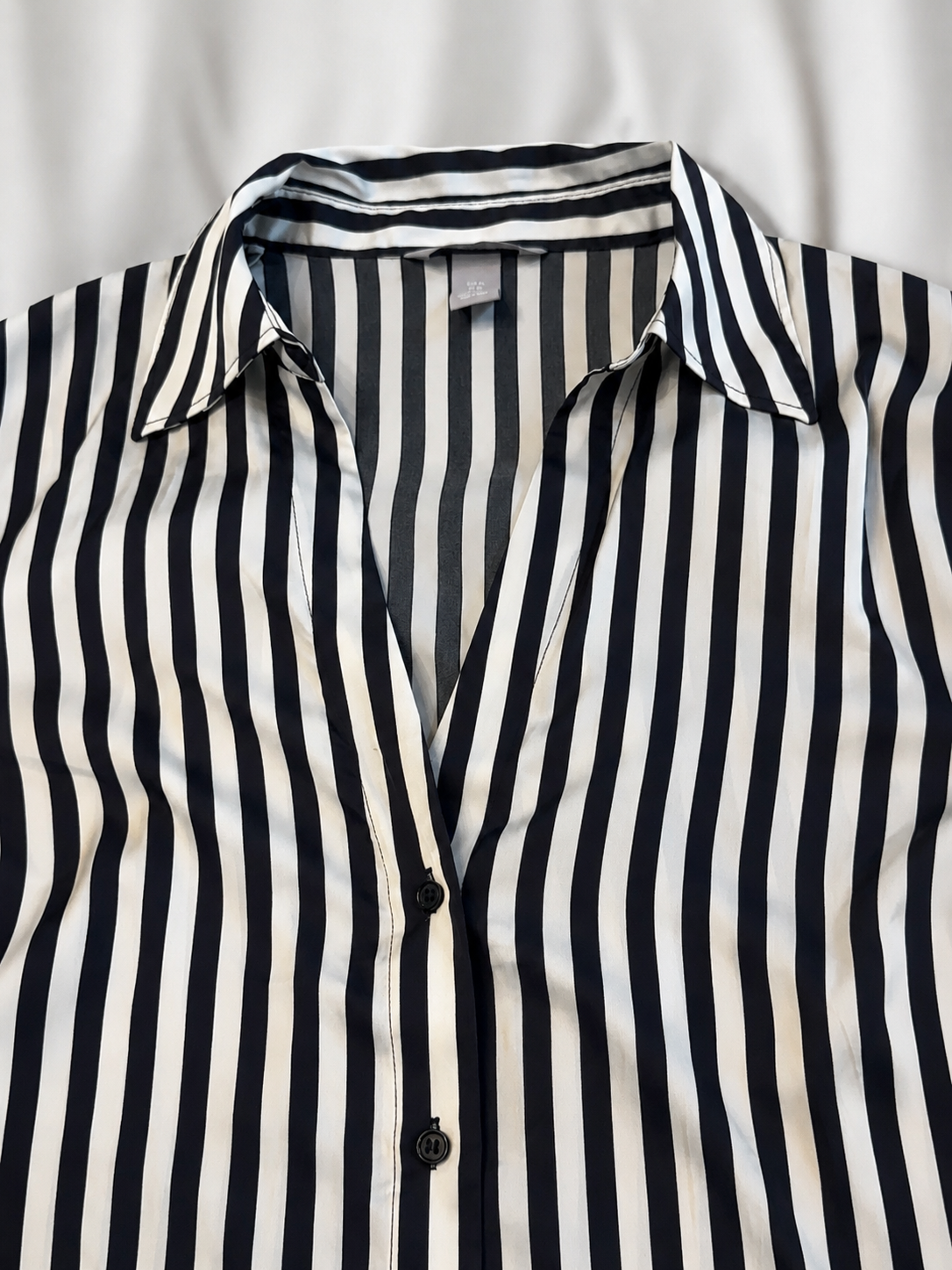 H&M Black and White Striped Button-Up Shirt - Size XL