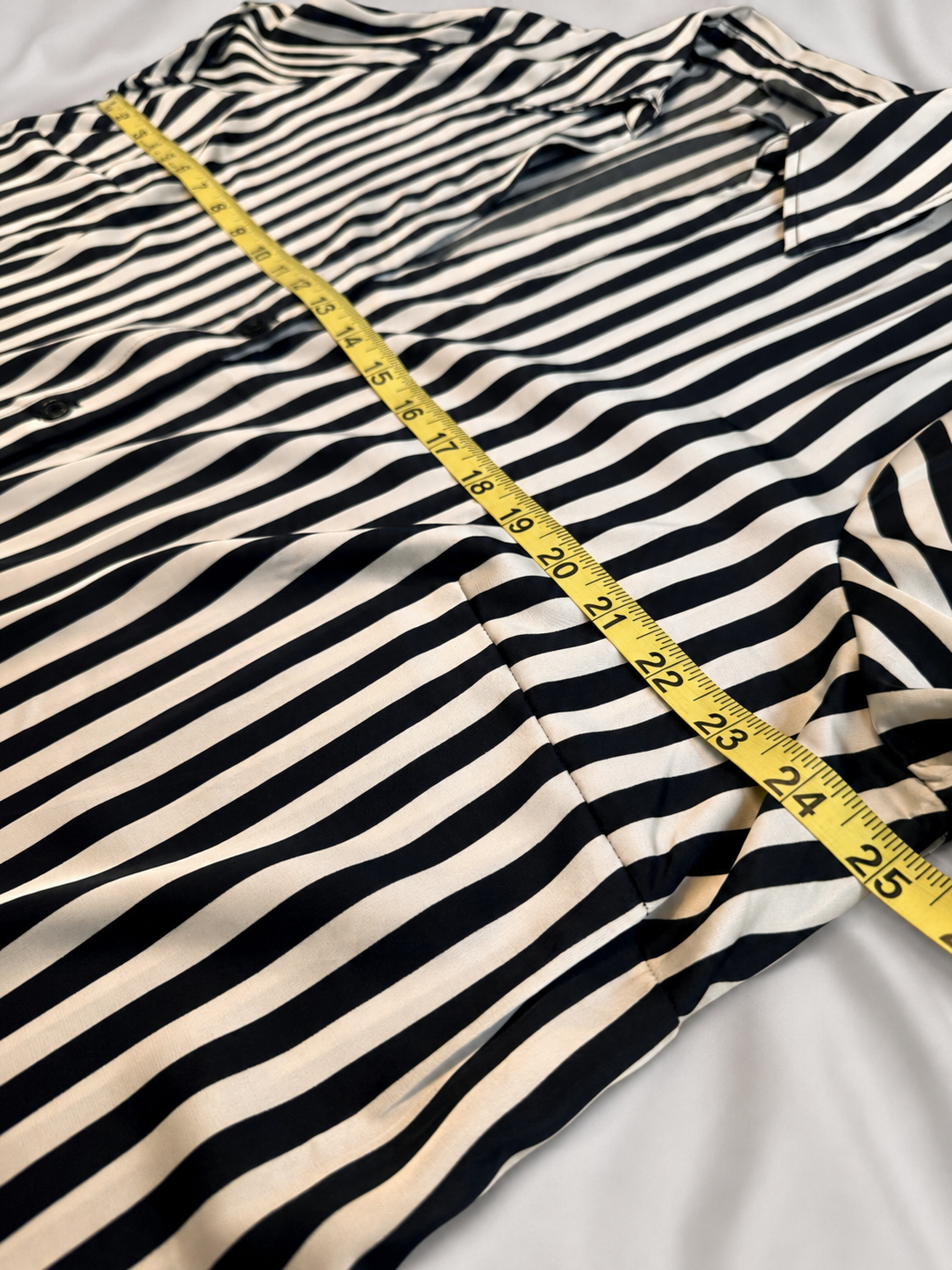 H&M Black and White Striped Button-Up Shirt - Size XL