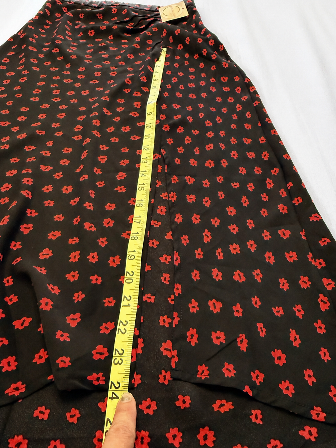 Princess Polly Jodie Black Red Floral Faux Wrap Maxi Skirt with Front Slit - Size 6