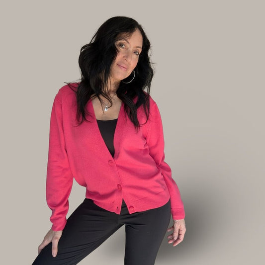 A New Day Bright Pink Cardigan Sweater - Medium