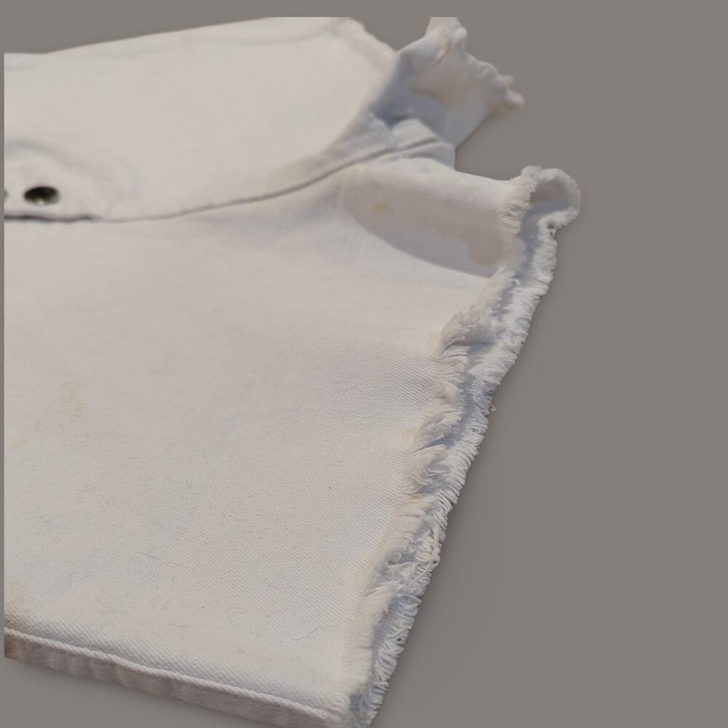 White Button Front Denim Shorts - Large