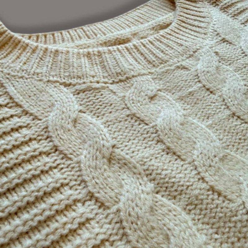 ChouYatou Cream Cable Knit Long Sleeve Maxi Sweater Dress – Size M (NWT)