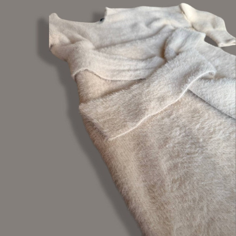 Express Tie-Waist Eyelash Knit Cream Sweater Dress – Size Small