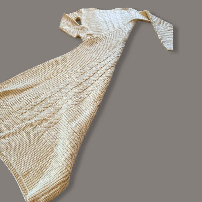 ChouYatou Cream Cable Knit Long Sleeve Maxi Sweater Dress – Size M (NWT)