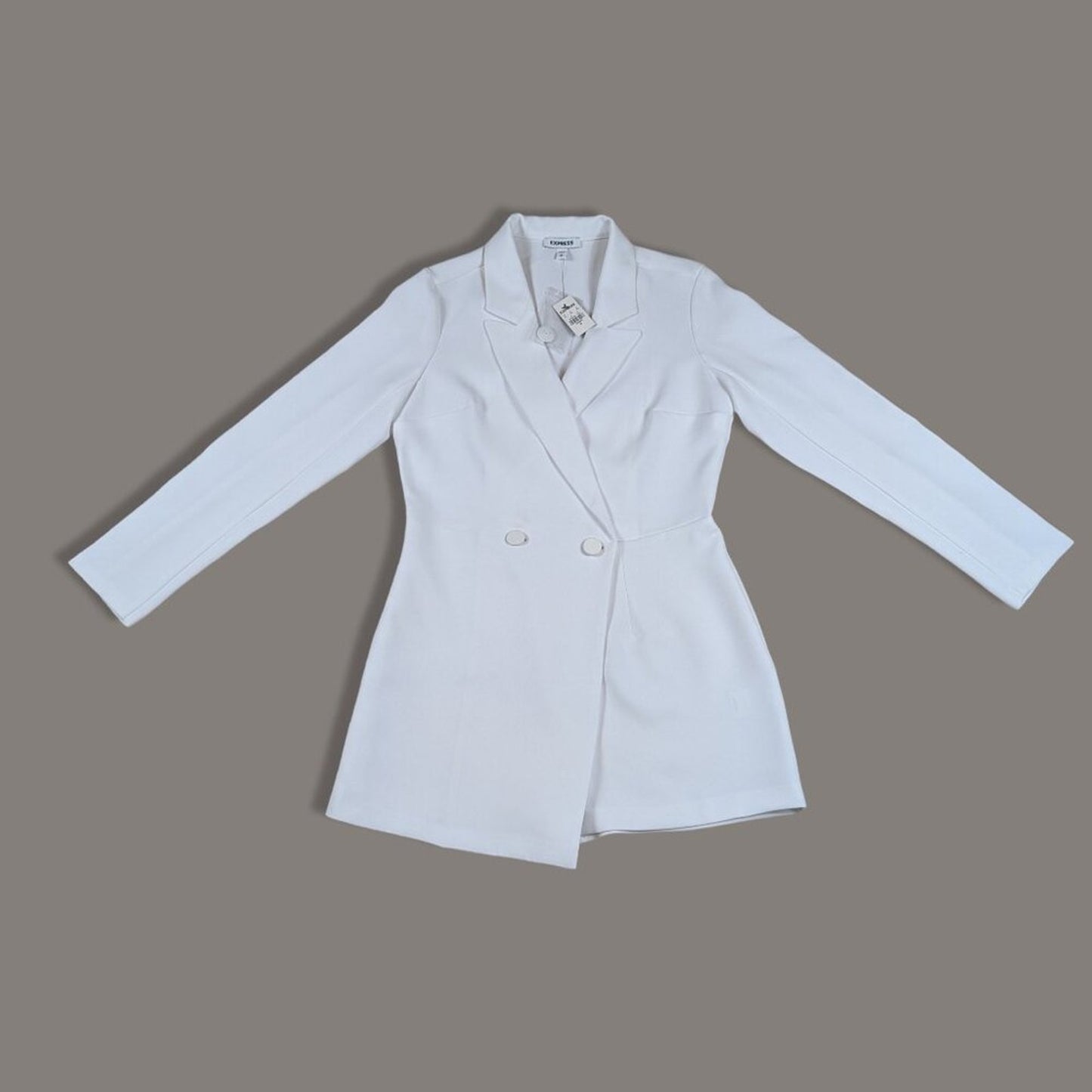 Express White Tuxedo Jacket Romper - Medium