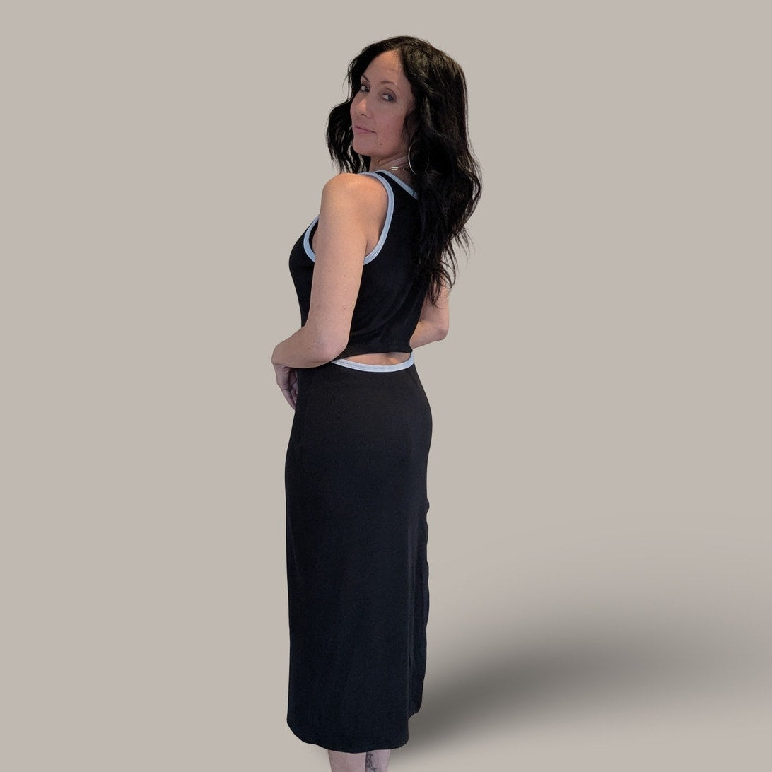 PrettyGarden Black Cutout Midi Dress - Large