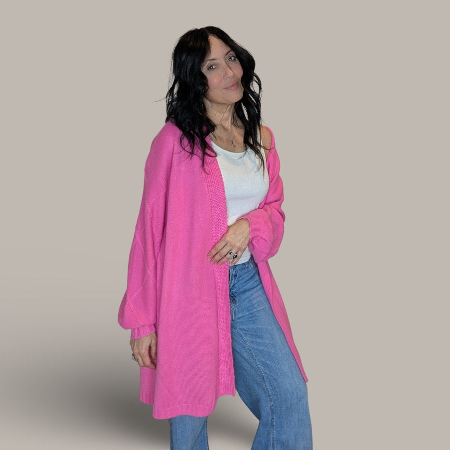 SHEIN Soft Bubblegum Pink Knit Duster Cardigan - Large