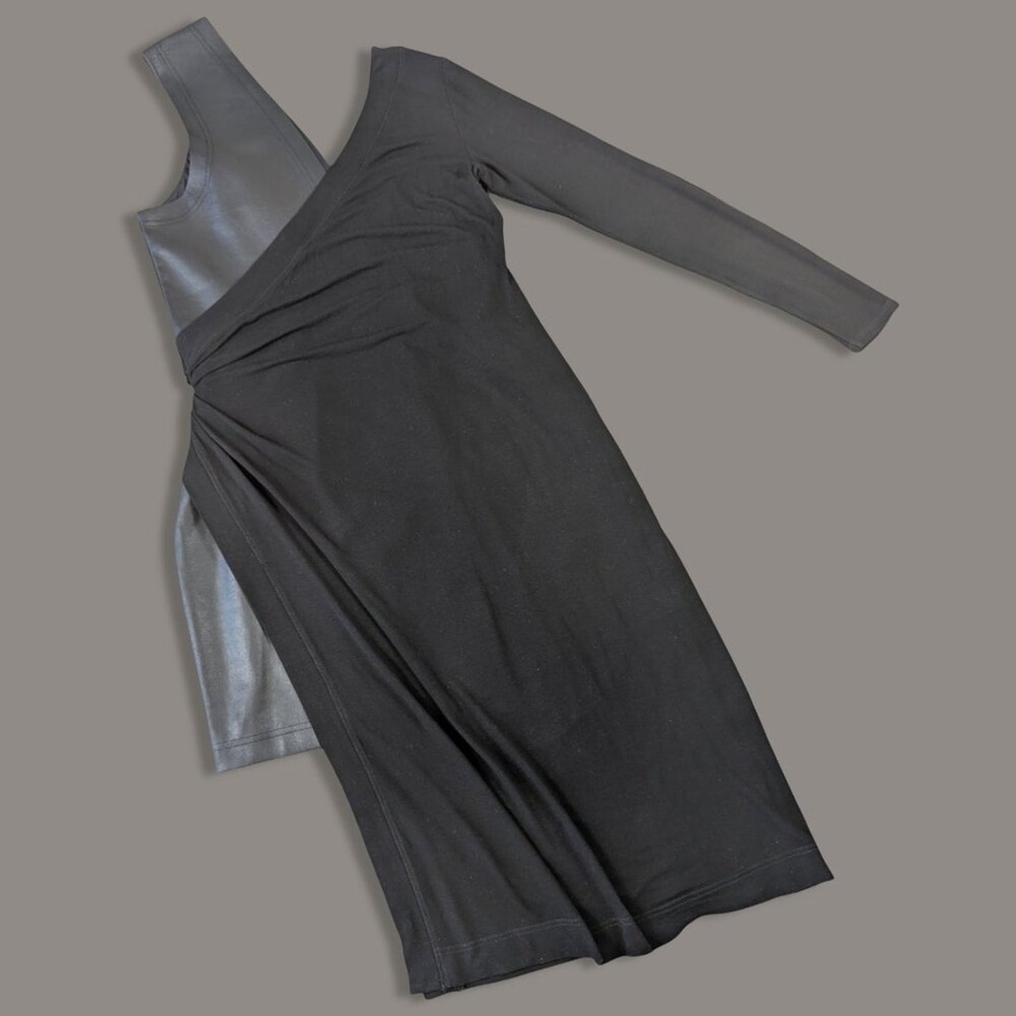 BCBG MaxAzria Black Asymmetric Midi Dress - Size Large - NWT