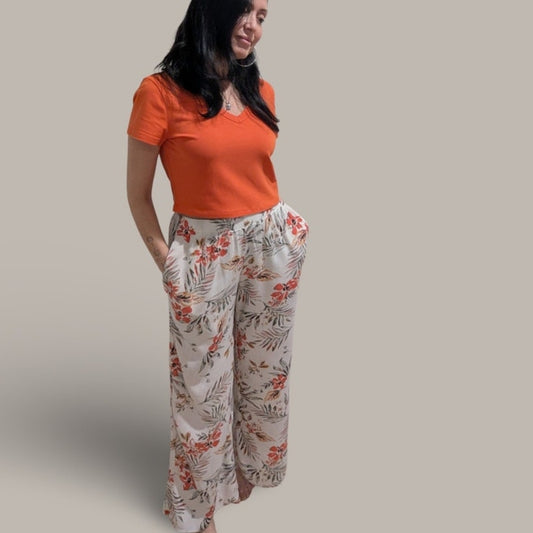 Fashion Nova Tropical Gauze Wide-Leg Pants - Large