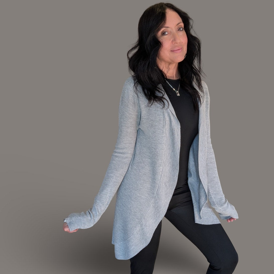 A New Day Soft Gray Ribbed Knit Cardigan - Small